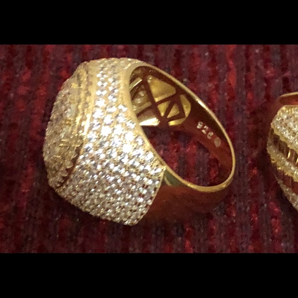 Men’s Gold Over Solid 925 Sterling Silver Ring - Picture 2 of 3